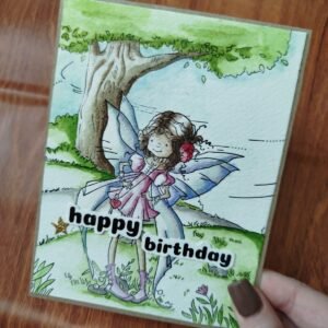 כרטיס ברכה "happy birthday" עם פיה בטבע
