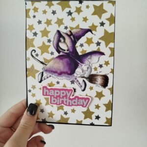כרטיס ברכה "happy birthday" עם מכשפה