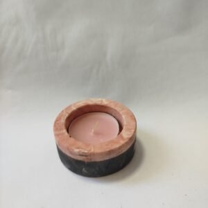 מחזיק נר קטן שיש חום שחור